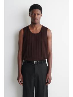 COS - Men Red RIBBED-KNIT COTTON TANK TOP