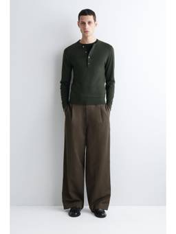 COS - Men Brown LINEN-BLEND RELAXED-FIT WIDE-LEG TROUSERS