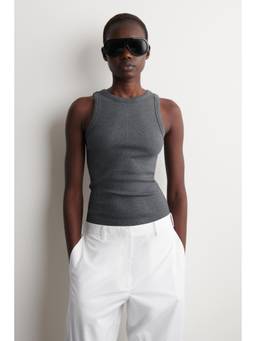 COS - Women Grey RIBBED COTTON TANK TOP