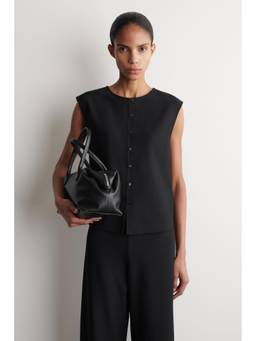 COS - Women Black BUTTONED KNITTED TOP