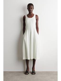 COS - Women White SCULPTED COTTON MIDI DRESS