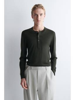 COS - Men Green SLIM MERINO WOOL HENLEY TOP