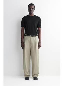 COS - Men Green COTTON-LINEN RELAXED-FIT BARREL-LEG TROUSERS