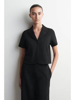 COS - Women Black TWILL-JERSEY SHORT-SLEEVED BLAZER