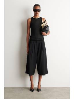 COS - Women Black PLEATED WOOL-BLEND CULOTTES