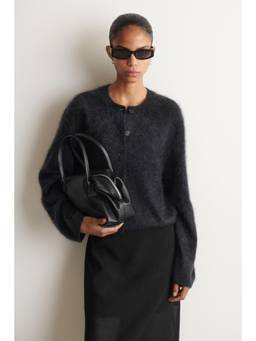 COS - Women Grey BRUSHED PURE CASHMERE CREW-NECK CARDIGAN