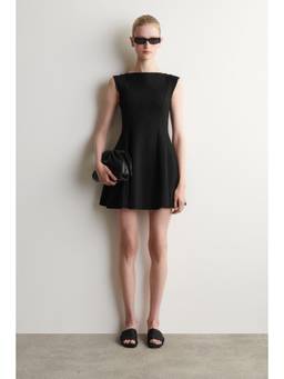 COS - Women Black SCULPTED FLARED COTTON MINI DRESS