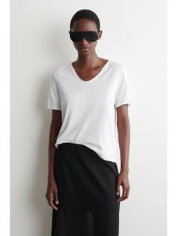 COS - Women White U-NECK LIGHTWEIGHT COTTON T-SHIRT
