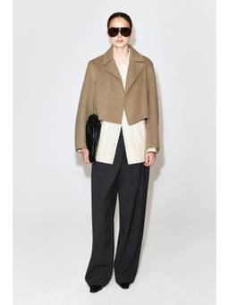 COS - Women Beige OVERSIZED CROPPED DOUBLE-FACED WOOL JACKET