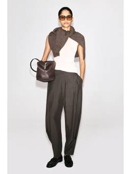 COS - Women Brown PLEATED BALLOON-LEG TROUSERS