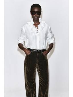 COS - Women White RUFFLE-COLLAR SEERSUCKER BLOUSE