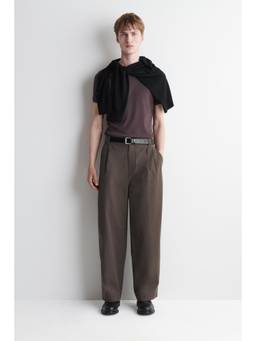 COS - Men Brown COTTON RELAXED-FIT BARREL-LEG UTILITY TROUSERS