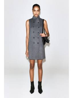 COS - Women Grey DOUBLE-FACED WOOL-BLEND MINI DRESS