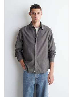 COS - Men Grey COTTON-CHAMBRAY SHIRT