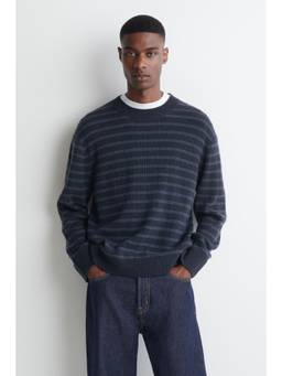 COS - Men Blue STRIPED MERINO-CASHMERE JUMPER