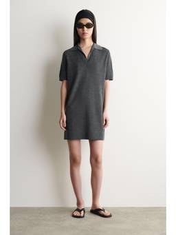 COS - Women Grey MERINO WOOL MINI POLO DRESS