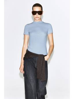 COS - Women Blue CREPE-JERSEY T-SHIRT