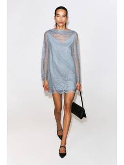 COS - Women Blue BOAT-NECK LACE MINI DRESS