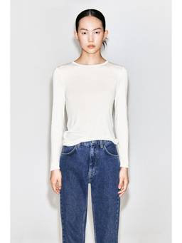 COS - Women White SLIM LYOCELL-MERINO LONG-SLEEVED T-SHIRT