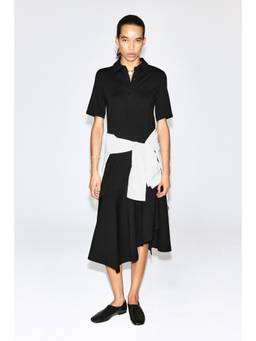 COS - Women Black FLARED JERSEY MIDI SHIRT DRESS