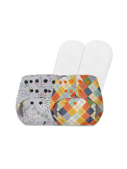 BASIC - Pack Of 2 Reusable Freesize Cloth Diapers For Baby 0-3 Yrs With 2 Inserts