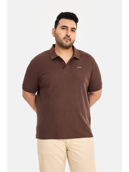 Snitch - Brown Solid Half Sleeves Regular Casual Polo T-Shirt for Men