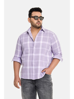 Snitch - Lavender Checks Full Sleeves Regular Casual Shirt for Men