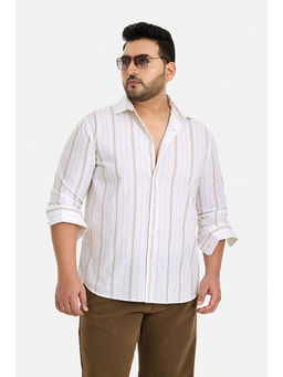 Snitch - White Stripes Full Sleeves Regular Casual Shirt for Men
