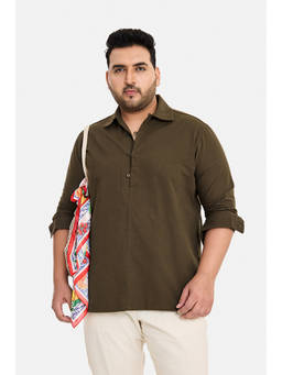 Snitch - Olive Solid Full Sleeves Regular Casual Shirt for Men