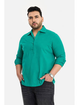 Snitch - Green Solid Full Sleeves Regular Casual Shirt for Men