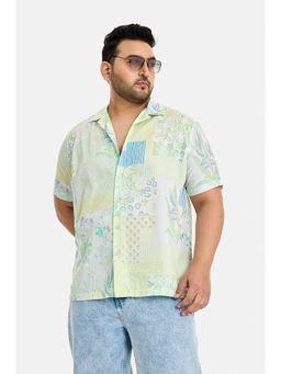 Snitch - Light Green Floral Half Sleeves Regular Casual Shirt for Men