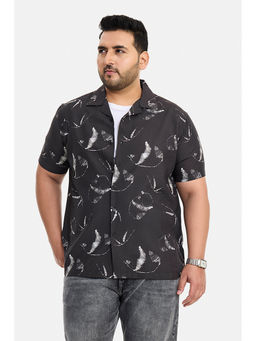 Snitch - Black Abstract Half Sleeves Regular Casual Shirt for Men
