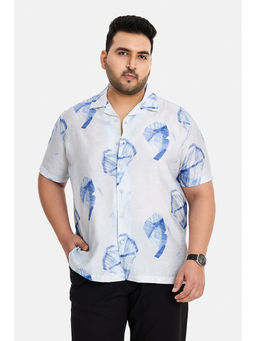 Snitch - White Abstract Half Sleeves Regular Casual Shirt for Men