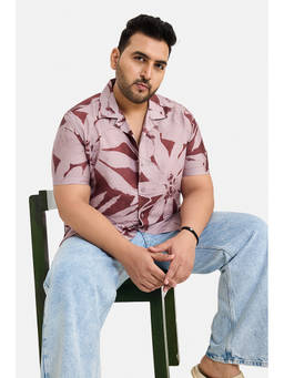 Snitch - Pink Abstract Half Sleeves Regular Casual Shirt for Men