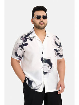 Snitch - White Abstract Half Sleeves Regular Casual Shirt for Men