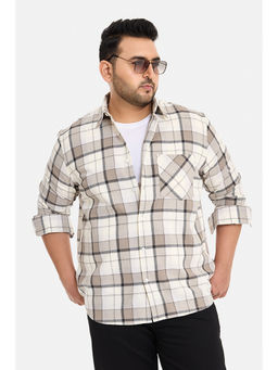 Snitch - Beige Checks Full Sleeves Regular Casual Shirt for Men
