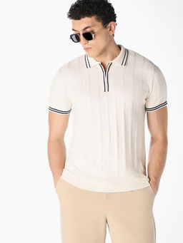 Jack & Jones - Men Knitted Cotton Polo T-Shirt