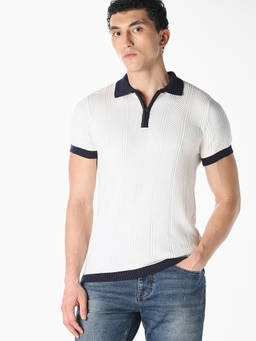 Jack & Jones - Men Contrast Tipping Knitted Polo T-Shirt