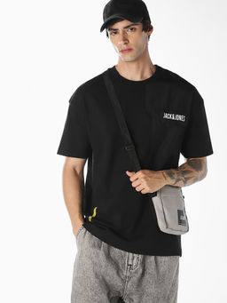 Jack & Jones - Men Black Printed Oversized T-Shirt