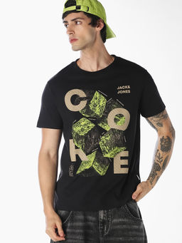 Jack & Jones - Men Black Graphic Print T-Shirt