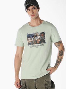 Jack & Jones - Men Mint Green Graphic Print T-Shirt