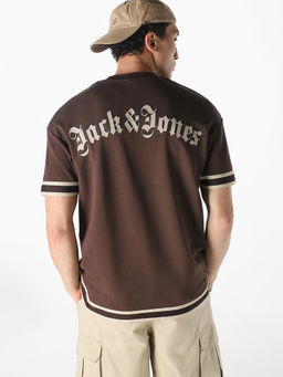 Jack & Jones - Men Brown Oversized Graphic Print T-Shirt