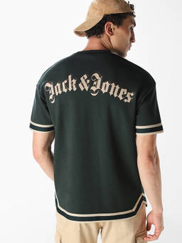 Jack & Jones - Men Green Oversized Graphic Print T-Shirt