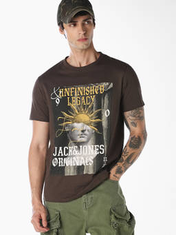 Jack & Jones - Men Brown Graphic Print T-Shirt