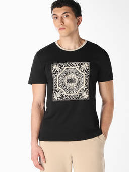 Jack & Jones - Men Black Printed T-Shirt