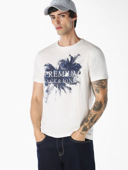 Jack & Jones - Men White Floral Graphic T-Shirt