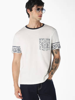 Jack & Jones - Men White Printed Pocket T-Shirt