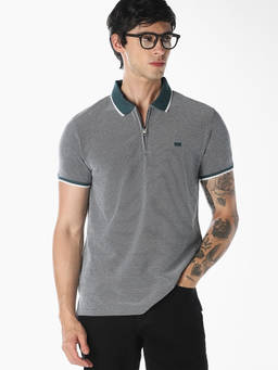 Jack & Jones - Men Zip Knitted Polo T-Shirt