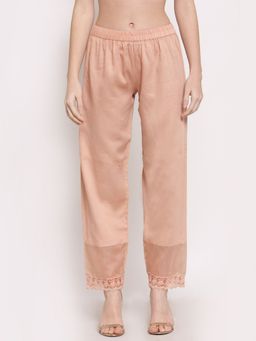 DART STUDIO - Solid Palazzo With Lace Peach