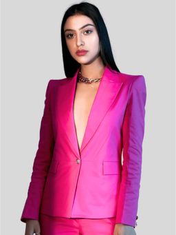 Prot Official - Long Sleeves Gold Tone Blazer With Peaked Lapel Collar